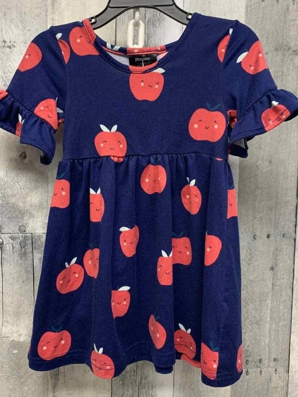Picapino Red & Blue Short Sleeve Dress -18 MOS- EUC